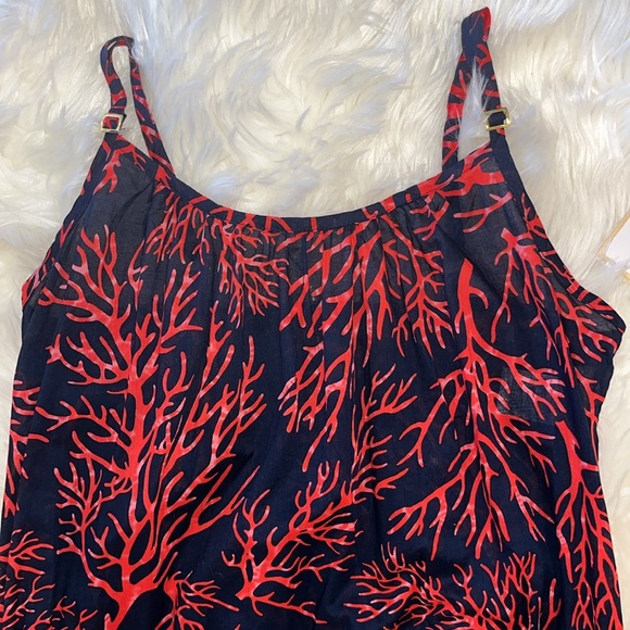 NWT Michael Kors 'Latana' Cotton Cover-Up Maxi Dress ~ in Navy and Coral Red - Picture 6 of 16